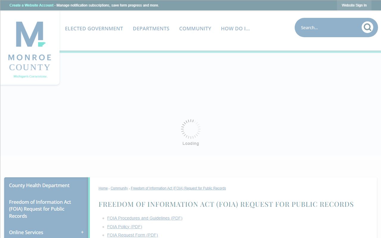 Monroe County FOIA page for jail inmate records requests