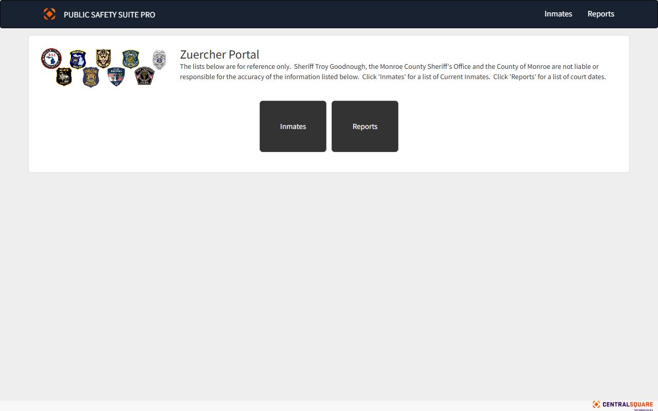 Monroe County Zuercher public portal for inmate and warrant lookup